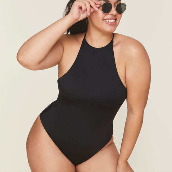 NWT Andie The Asbury One Piece Black Swimsuit Bathing Suit Large - Picture 1 of 8